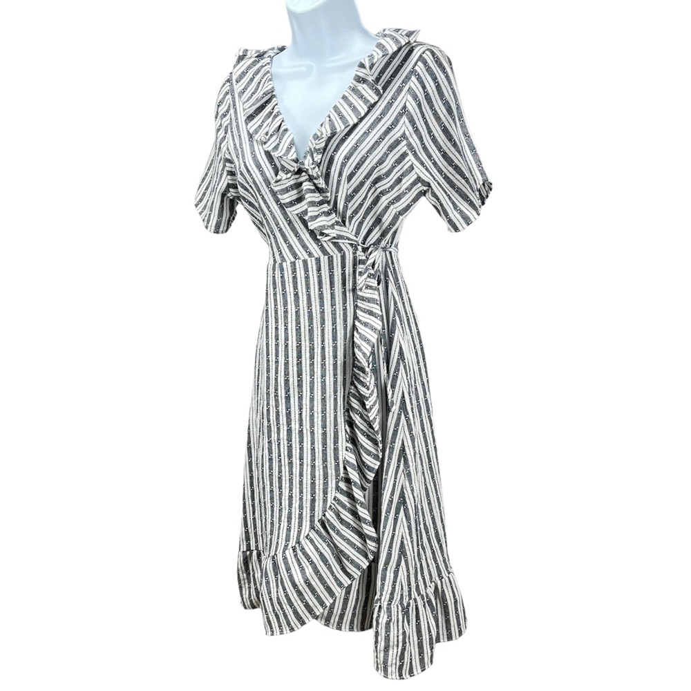 Polagram Black & White Jacquard Wrap Dress Women’s Small